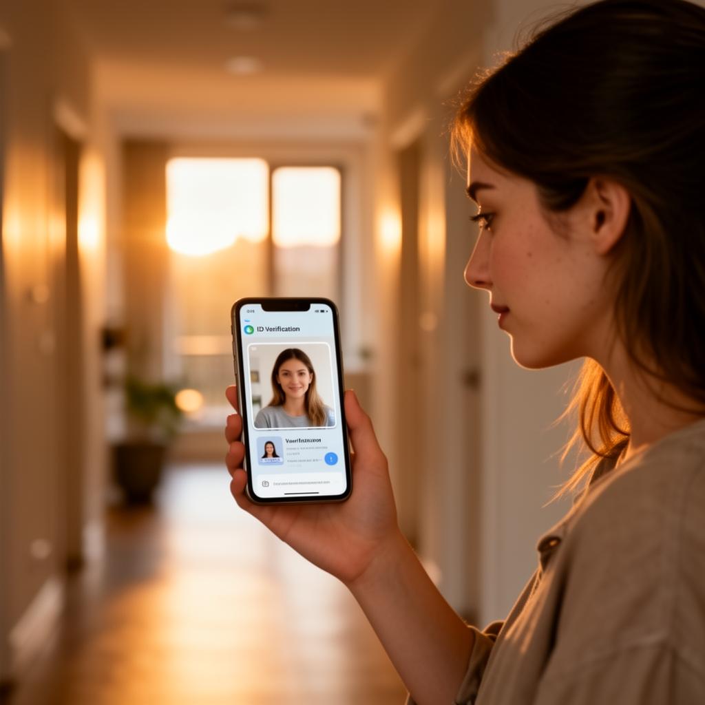 Resident verifying ID on phone