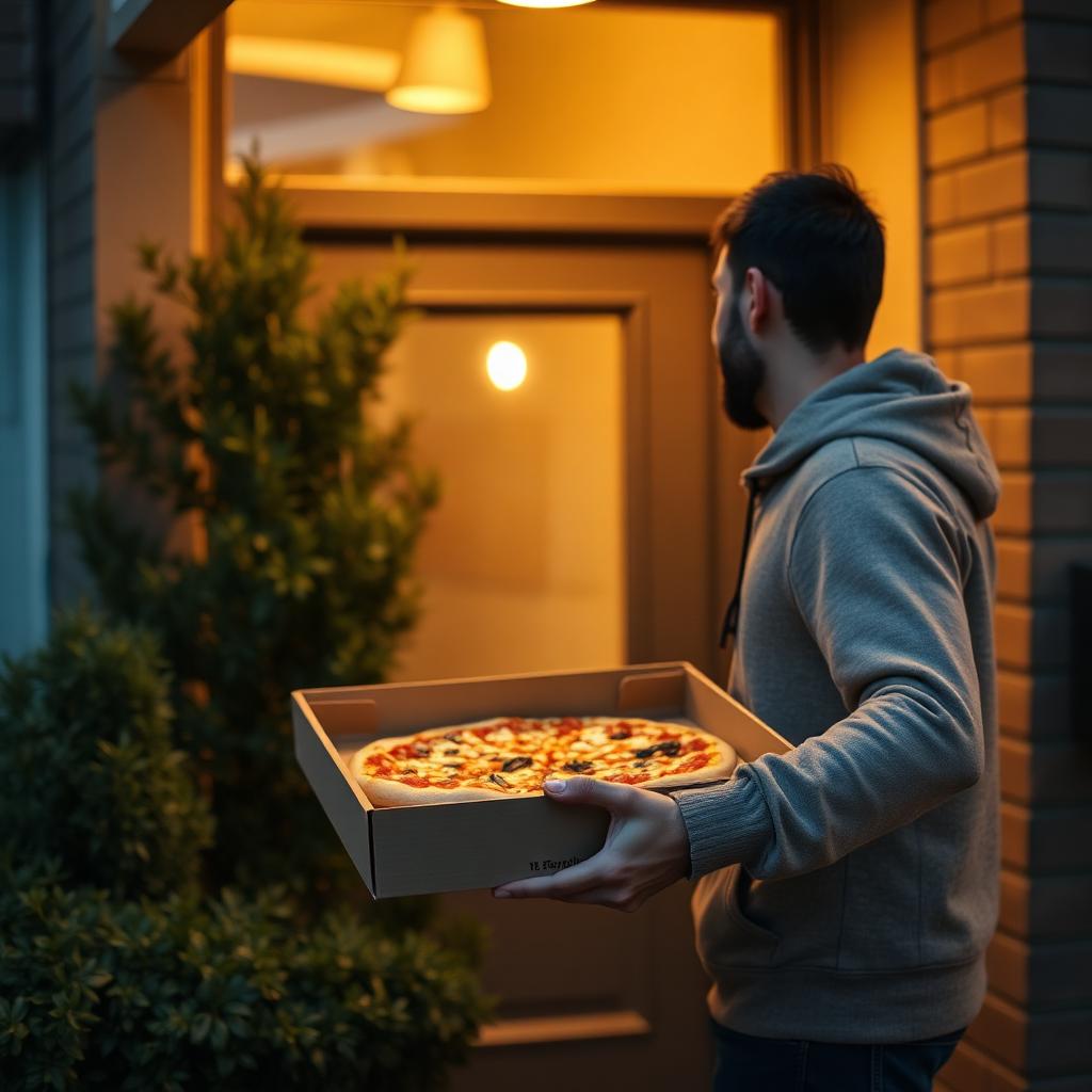 Food delivery at an apartment entrance